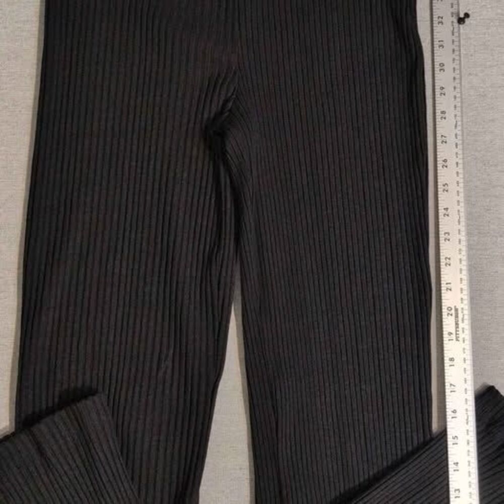 Chicos Travelers™ Crinkle Textured Pants Black Ribbed Wide Leg Pant Sz 2R-12/14R